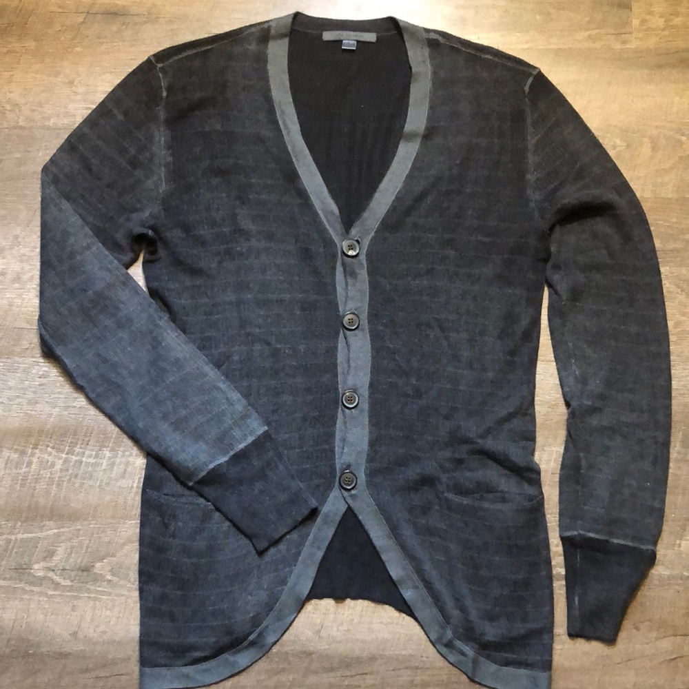 John Varvatos Mens Cardigan Sweater Grey Like New Small